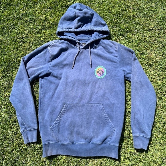 Y2K Quicksilver Surf Pullover Hoodie Medium Blue Faded Circle Logo - Picture 1 of 12